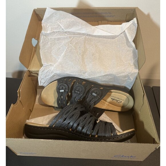 NIB Clarks Laurieann Ruby Women's Size 10 M Black Leather Sandals - Picture 7 of 11